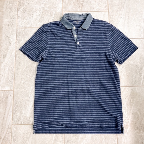 J. Crew Mercantile Navy Striped Outdoor Performance Polo Size Large - Picture 3 of 7